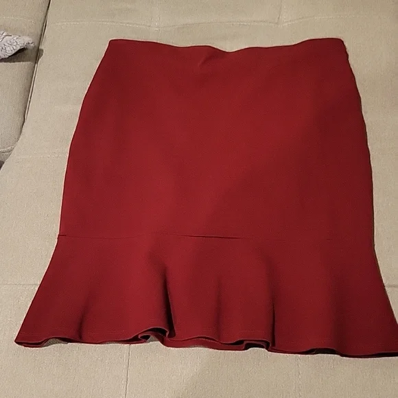 Anthropologie NWOT burgundy flared skirt size large - Picture 5 of 5
